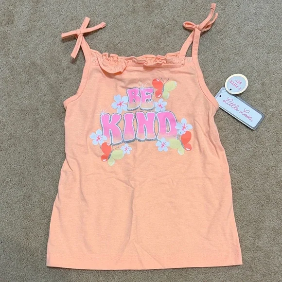 Little Lass Peach and White Floral Set - Picture 3 of 4